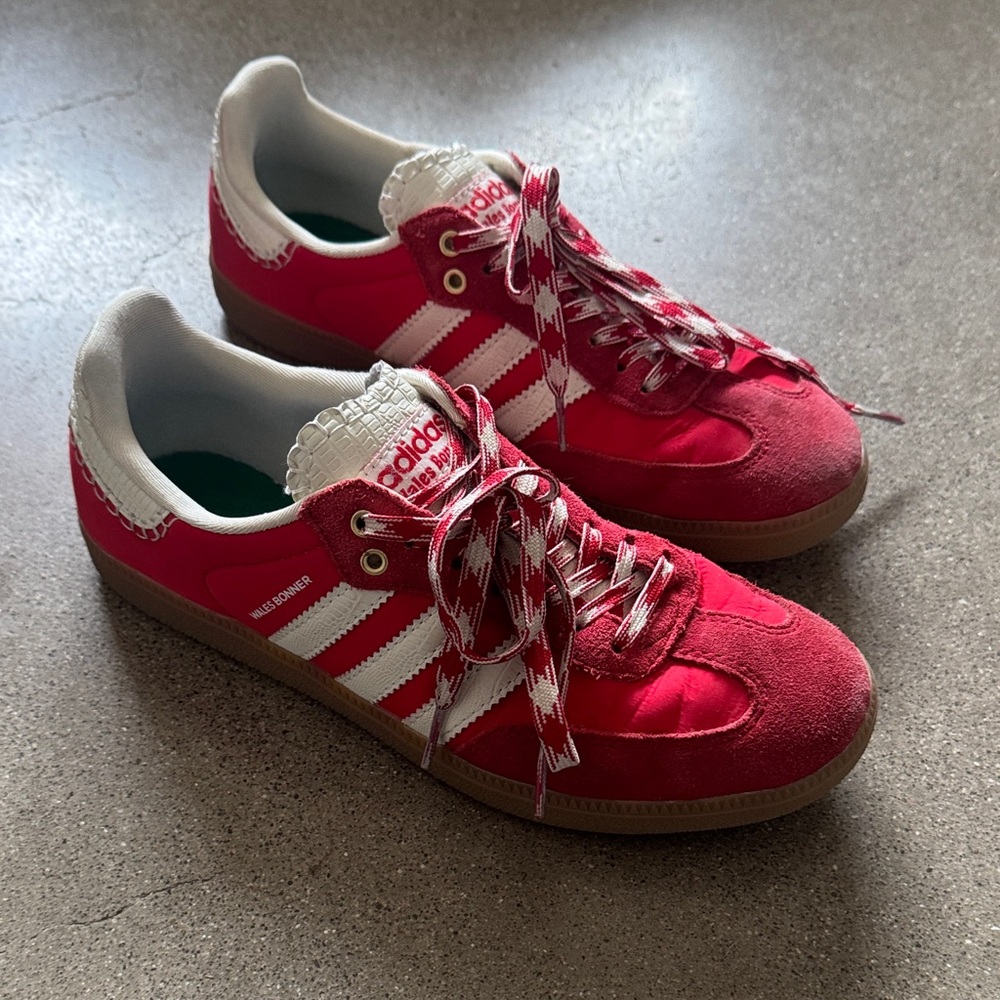 Wales Bonner X Adidas Red and White Low-Top Sneakers with Gum Sole 39 1/3 US 8